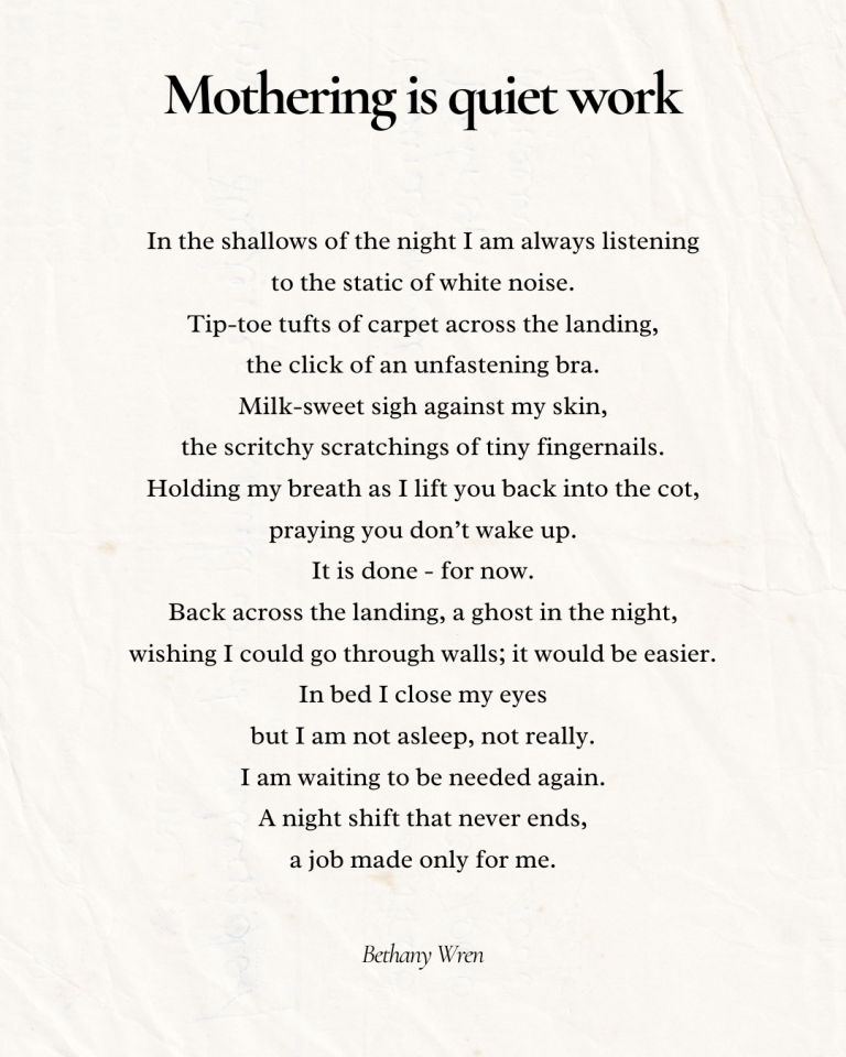 Poem: Mothering is quiet work | Bethany Wren