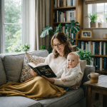 Add baby beside mother on couch